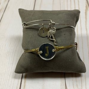 Initial Bracelets Letter J Gold and Silver